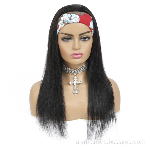 Straight Wig Human Hair Headband Wigs 180% Density Wigs For Women Cheap Headband Wigs